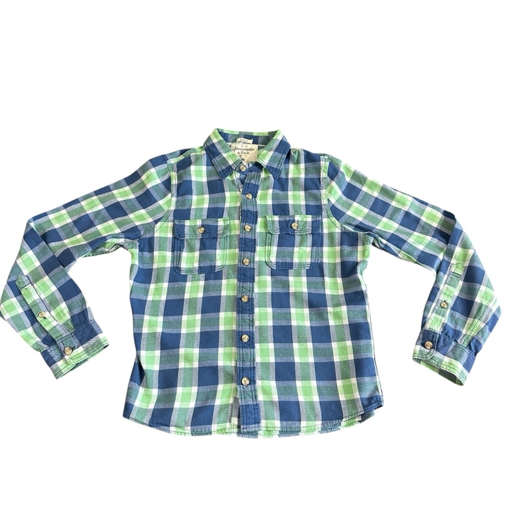 Abercrombie & Fitch Men’s Long Sleeve Plaid Button-Down Shirt – Size M - Picture 2 of 4
